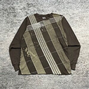 Vintage Y2K Machine Long Sleeve Thermal Shirt Mens XL Browns Grunge‎ Emo Skater